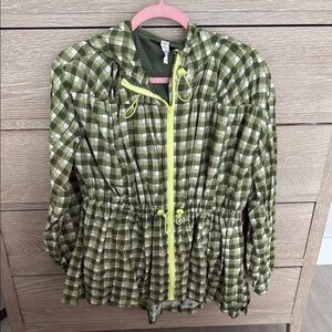 Anthropologie Green Plaid Jacket -S